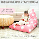 3 x Brand New Butterfly Craze Bean Bag Chair Cover, Toy Organizer for Toddlers, Filled with Stuffed Animals to Create a Jumbo Lounger, Stuffing Not Included, Light Pink Polka Dots - RRP €104.97