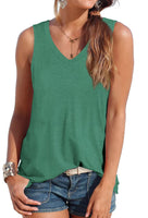 1 x RAW Customer Returns Tank Top Women Summer Sleeveless Tops Summer Fashion V-Neck Shirt Women Green, M  - RRP €19.04