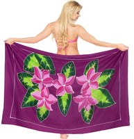 1 x Brand New LA LEELA Women s Bikini Beach Sarong Maxi Wrap-around Swimsuit Magenta, Floral 68 One Size - RRP €24.0