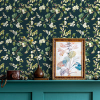 4 x Brand New VEELIKE Vintage Black Flower Wallpaper Floral Wallpaper Black Tropical Leaves Wallpaper Adhesive Paper for Furniture Flowers Decorative Wall Murals Bedroom Kitchen 44.5cm x 300cm - RRP €91.2