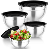 1 x RAW Customer Returns TEAMFAR Mixing Bowl, 4 Piece Stainless Steel Bowl Salad Bowl with Airtight Lid, Black Bowl Set for Kitchen, 4.5 3 1.5 1.2L, Dishwasher Safe - RRP €20.16