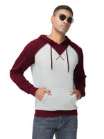 1 x Brand New YuKaiChen Men s Pullover Hoodie Patchwork Sweatshirt Casual Raglan Sleeve Hoodie with Pockets M Wine Red - RRP €27.6