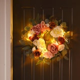 1 x RAW Customer Returns Valery Madelyn 45.7cm spring door wreath, artificial flower wreath, eucalyptus spring wreath summer wreath with LED light, door wreath wall wreath for front door window wall wedding party - RRP €17.76