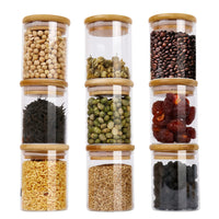 6 x RAW Customer Returns Glass storage jars set of 7, 1500ml 750ml 600ml 400ml glass containers with bamboo lids, storage jars with labels, kitchen storage jars, airtight for spices, coffee, sugar, spaghetti, beans - RRP €187.5