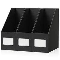 1 x RAW Customer Returns JiaWei 3 Pack A4 Magazine Files, Stable Base, Made of 1800 g m Extra Sturdy Cardboard, 10.5 cm Wide, Magazine Rack, for Home, Office School - Black - RRP €26.98