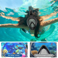 1 x RAW Customer Returns Snorkel mask adults CO2 safe Full mask for snorkeling Snorkel set alternative Full face mask snorkeling equipment adults, 180 panoramic view diving mask black, L  - RRP €46.64