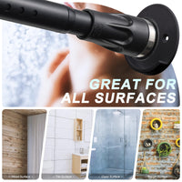 8 x Brand New Black Shower Rod 109-221 cm for Bathroom with Bracket, Heavy Duty Non-Slip Tenant Friendly Curtain Rod No Drilling for Window Door - RRP €199.92