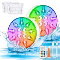 1 x RAW Customer Returns U UZOPI Pool Lighting Rechargeable Underwater Light with Remote Control, IP68 Waterproof Pool Lights Underwater LED Multi Color Changing for Swimming Pool, Bathtub, Spa, Fountain, Pond 2 Pack - RRP €20.16