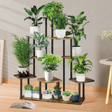 1 x RAW Customer Returns YOCOMEY 9-Tier Wooden Flower Rack Plant Rack, Multi-Tier Flower Stand Plant Stand Flower Bench Flower Stairs Plant Stairs Standing Shelf for Indoor Garden Balcony Decoration Black  - RRP €80.66