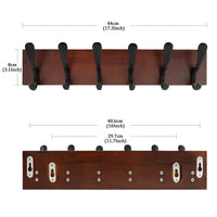 1 x RAW Customer Returns SKOLOO Coat Rack Wall Mount - Wood Brown Wall Coat Rack Hooks Wall Coat Rack Hanger Rack with 6 Hooks for Hanging Coats, Hats, Clothes, Scarves, Brown Black - RRP €25.99