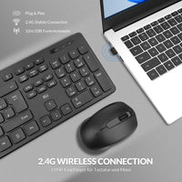 1 x RAW Customer Returns Rii keyboard mouse set wireless, wireless keyboard with mouse, wireless keyboard and mouse, for PC laptop Windows Smart TV, German layout - black - RRP €17.14