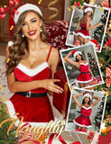 1 x RAW Customer Returns RSLOVE Women s Sexy Christmas Lingerie Santa Babydoll Lace Nightgown Dress Red XL - RRP €22.31