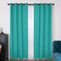 1 x RAW Customer Returns Deconovo eyelet curtain for bedroom, thermal curtains for living room, bedroom curtain, 180x140 cm height x width , turquoise, set of 2 - RRP €32.49