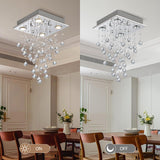 1 x RAW Customer Returns BESTIER Modern Crystal Raindrop Chandelier Lighting Flush Mount LED Ceiling Light Fixture Pendant Lamp for Dining Room Bathroom 4 GU10 LED Bulbs Required Diameter 30cm Height 50cm - RRP €79.99