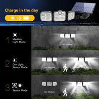 1 x RAW Customer Returns Solar lamps for outdoors and indoors - LED solar lights with motion detector solar light with 3 adjustable heads, 270 wide angle, waterproof solar wall light with remote control and 16.5 ft cable - RRP €19.66