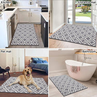 1 x RAW Customer Returns SHACOS Indoor Doormat 90x150 cm Dirt Trapper Mat Non-Slip Entrance Carpet Indoor Large Doormat Outdoor Clean-Off Mat Washable Doormat Indoor for Entrance, Patio, Hallway, Garden, Pet Gray  - RRP €40.63