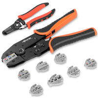 1 x RAW Customer Returns KF CPTEC crimping pliers set 9-piece - with interchangeable jaws - crimping pliers set for insulated uninsulated cable lugs, flat plugs, shrink connectors, solar plugs, wire end ferrules - RRP €72.98