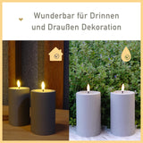 1 x RAW Customer Returns LUCOZA Set of 2 Outdoor LED Candles, 12.7 cm Waterproof Flameless Candles with Timer and Remote Control, Battery Operated Outdoor Pillar Candles for Indoor Outdoor Decoration for Garden Balcony, Gray - RRP €36.4