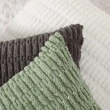 1 x RAW Customer Returns Mandioo Set of 2 sage green plush boho decorative throw pillow covers 50 x 50 cm, super soft striped corduroy decorative pillow cover sofa cushion decorative couch cushion pillow cover for sofa couch - RRP €16.36