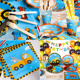 1 x Brand New Tacobear 162 Piece Birthday Construction Kit for Kids Party Tableware Paper Plates Cups Napkins Straws Tablecloth Balloons Banner Birthday Construction Party Decorations for Kids - RRP €33.19