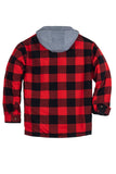 1 x RAW Customer Returns Coevals Club Men s Flannel Jacket Shirt Sherpa Lumberjack Shirt Flannel Shirt Long Sleeve Checkered Snap Buttons Cotton Winter Shirt Hood Red Black 1 3XL  - RRP €50.41