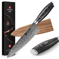 1 x RAW Customer Returns XINZUO Damascus 20.1cm chef s knife, 67 layers of Damascus steel chef s knife, professional meat knife, chef s knife, sharp blade kitchen knife - ergonomic Pakka wood handle - with walnut wood magnetic sheath - RRP €96.79