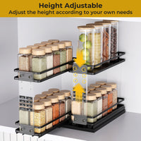 1 x RAW Customer Returns OriwarE Extendable Spice Rack, 2 Tier Sink Cabinet, Kitchen Cabinet, Adjustable Shelf Level, Spice Organizer, L22.4 W20 H27 CM, Acrylic  - RRP €39.66