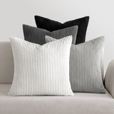 1 x RAW Customer Returns MIULEE Soft Cushion Covers Decorative Square Cushion Covers Spring Soft Corduroy Striped Cushion Covers Pack of 4 for Home Sofa Bedroom 50x50cm Gray - RRP €31.25