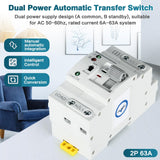 1 x RAW Customer Returns DEWIN Transfer Switch, Automatic Transfer Switch G2R 63A DIN Rail ATS Dual Power Automatic Transfer Switch Electrical Selector Switches 220V Size 2P  - RRP €37.61