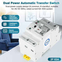 1 x RAW Customer Returns Jadeshay Dual Power Automatic Transfer Switch, ATS Automatic Transfer Switch 220V 63A Home Electrical Switch, for Municipal Electricity, Generator - RRP €38.79