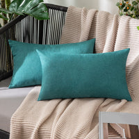 1 x RAW Customer Returns MIULEE Set of 2 Waterproof Cushion Covers Outdoor Sofa Cushions Decorative Pillows Modern Cushion Covers Decorative Cushion Cover Made of Polyester Linen Look for Garden Sofa Living Room Bed 30 x 50 cm Peacock Blue - RRP €16.74