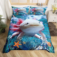 1 x RAW Customer Returns feelingyou Cute Axolotl Bedding Set 135 200 80 80 1, Seaweed Coral Conch Duvet Cover for Children Marine Creatures Themed Bed Linen Duvet Cover Set Decorative 2 Pieces, Multicolored 14, WWS8817CDX-TJ DEs - RRP €31.81