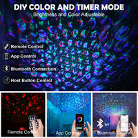 1 x RAW Customer Returns URAQT room projector, 3 in 1 LED starry sky projector planet projector with app control 28 light effects galaxy projector 3D ocean wave sky light with RGB dimming Bluetooth speaker - RRP €21.8