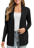 1 x RAW Customer Returns EXCHIC Women s Long Sleeve Knitted Cardigan Lightweight Comfortable Open Front Long Casual Jacket with Pockets XL, Black  - RRP €33.98