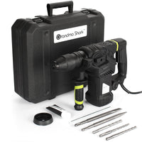 1 x RAW Customer Returns GRANDMA SHARK Drill, Impact Drill Professional 1500W with 2 Chisels and 3 Drill Bits, Hammer Chisel Drilling 3 in 1 Hammer Drill Kit Black  - RRP €78.65