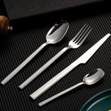 1 x RAW Customer Returns CAOPAOTI Cutlery Set 6 People, Modern Stainless Steel Cutlery Sets 24 Pieces, Cutlery Set with Knife Fork Spoon for Restaurants, Square Design Dishwasher Safe - RRP €37.37