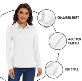 1 x RAW Customer Returns TACVASEN Fitness Shirt Women s Long Sleeve Breathable Polo Shirt UV Protective Clothing T-Shirt UPF 50 Sports Shirt with Button Placket L, White  - RRP €29.22