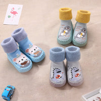 1 x Brand New Maeau Baby Non-Slip Cotton Socks Warm Slippers Baby Girl Winter Socks Long Slippers Plush Autumn Newborn Toddler Boy Dinosaur Mouse Gray Blue Green 01 2.5-3 Years - RRP €25.99