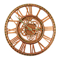 1 x RAW Customer Returns Taodyans Outdoor Wall Clock 30 cm Vintage Garden Wall Clock Waterproof Retro Outdoor Wall Clock Kitchen Living Room Wall Clock Industrial 3D Wall Clock - Ticking Red Copper  - RRP €30.99