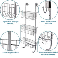 1 x RAW Customer Returns smartpeas shower shelf with 3 levels, grey chrome look bathroom shelf without drilling for hanging 86X30X11Cm high-quality steel powder-coated rust-proof extra 2x stainless steel adhesive hooks - RRP €45.99