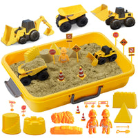 1 x RAW Customer Returns SOGUYI Sand for Kids - 900g Magic Sand with 3 Large Construction Trucks, 16 Construction Toys and Signs, 4 Castle Molds, Boys and Girls Over 3 Years - RRP €30.24