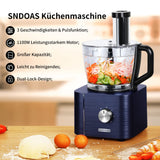 1 x RAW Customer Returns SNDOAS Food Processor, 1100W Multifunctional Food Processor, 3.2L Mixing Bowl Dough Kneading, Food Processor Chopper, 1.5L Mixer, Grinder, Dark Blue - RRP €90.66