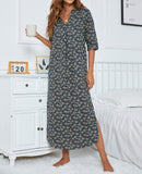 1 x RAW Customer Returns MINTLIMIT Nightdress Women Checked Nightwear Cotton Long Negligee S-XXL Sleepshirt,Navy Blue Base with Floral Pattern,M - RRP €30.99