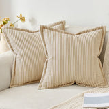 1 x RAW Customer Returns MIULEE Corduroy Cushion Cover Soft Cushion Cover Decorative Sofa Cushions Square Throw Pillows Modern Decorative Pillowcase Striped Pillowcases for Living Room Bedroom 2 Pieces 40 x 40 cm, Beige - RRP €18.99