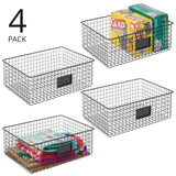 1 x RAW Customer Returns mDesign set of 4 all-purpose metal baskets storage basket with label field for kitchen, pantry etc. compact and universal wire basket matt black - RRP €82.99