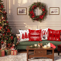 1 x RAW Customer Returns Lanpn Set of 4 Christmas Cushion Covers 60x60 cm, Merry Christmas Decorative Cushion Cover in Winter Christmas Pillowcases Christmas Home Decoration for Bedroom Sofa Bed Red  - RRP €18.64