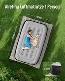 1 x RAW Customer Returns Airefina Air Mattress 1 Person, Inflatable Mattress with Integrated Pump, Air Bed Self-Inflating in 2 Minutes, 33cm Portable Air Bed with Storage Bag for Camping, Travel, Home Use - RRP €63.52