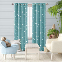 1 x RAW Customer Returns Deconovo Curtains Opaque, Opaque Curtain with Eyelets Noise Protection, Blackout Curtains with Star Pattern, 290x140 cm Height x Width , Sky Blue, Set of 2 - RRP €39.08