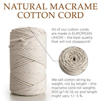 2 x Brand New MB Cordas Macrame Yarn 3mm Cotton Yarn 140m Natural Cotton Cord - Natural Cotton Cord Cotton Rope for Macrame, Wall Feathers, Wall Hangings, Plant Hangers - RRP €33.98