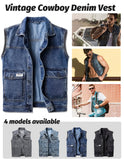 1 x RAW Customer Returns Harbrosrce Classics Men s Denim Vest Sleeveless Denim Vest Cowboy Jacket Motorcycle Vest Biker Vest for Men Casual Leisure Vest - RRP €43.99